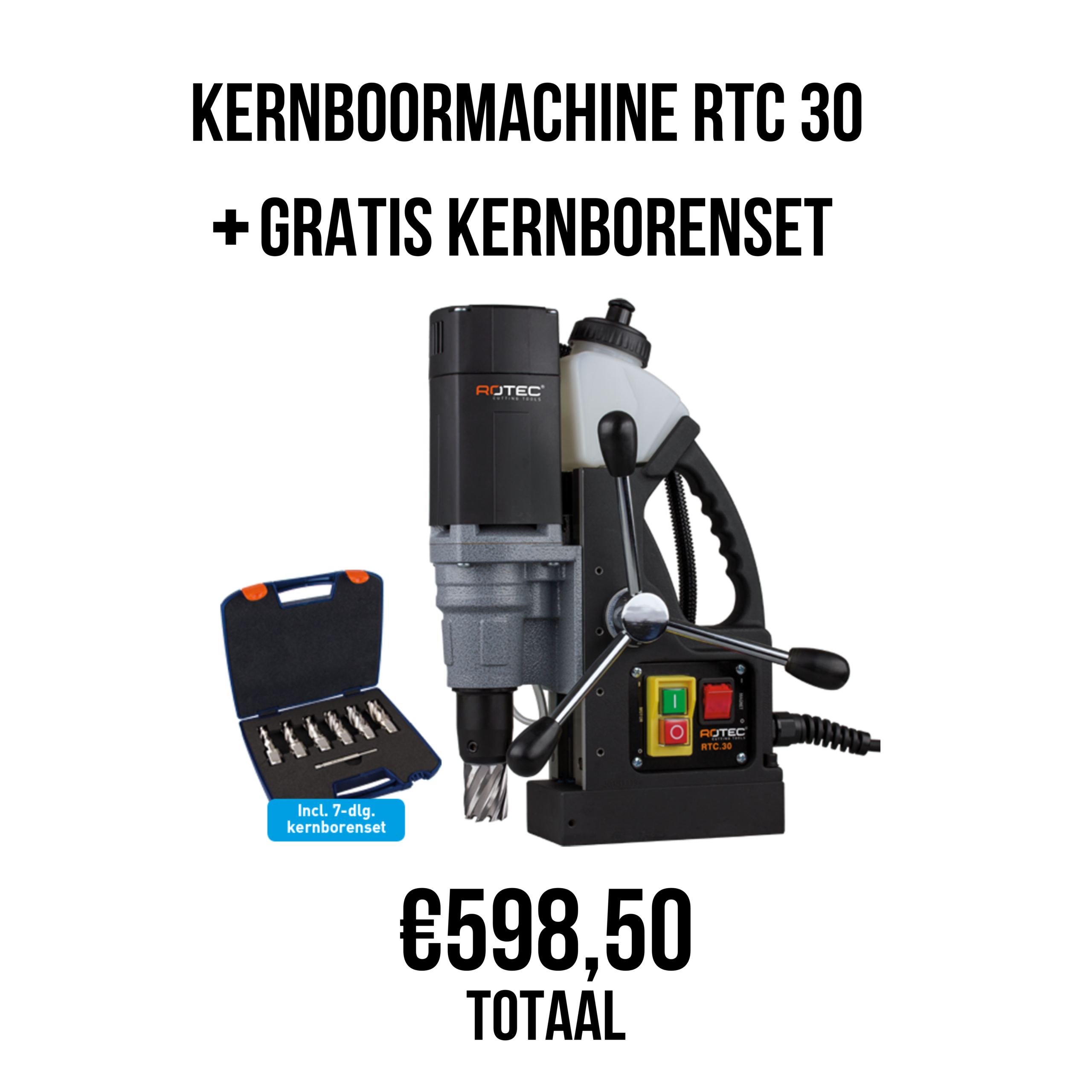 Kernboormachine rtc 30 + koffer + kernborenset Kernboormachine rtc 30 + koffer + kernborenset 7-dlg - afbeelding 1