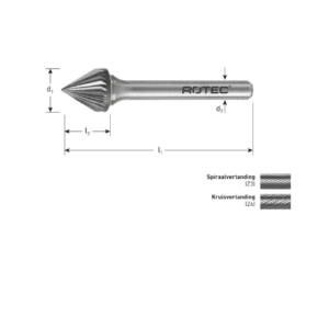 HM-STIFTFREES, MODEL J, Z3 / SPIRAALVERT./ Ø9,6X8X56XØ6 60°