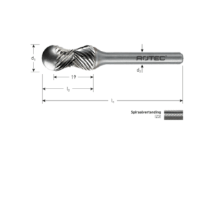 HM-STIFTFREES, MODEL X, Z3 / SPIRAALVERTAND / Ø12,8X25X70XØ6